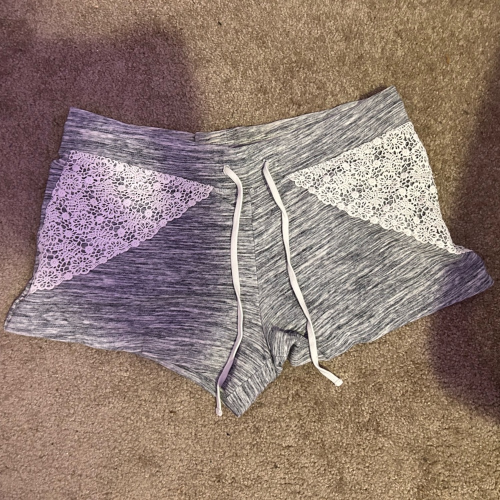 Large gray and white comfy shorts